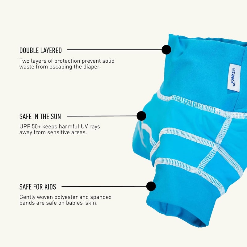 FINIS Double Swim Diaper for Babies & Toddlers - Reusable - Double-Layered Protection - UPF 50 & Up - Caribbean XL - Image 3